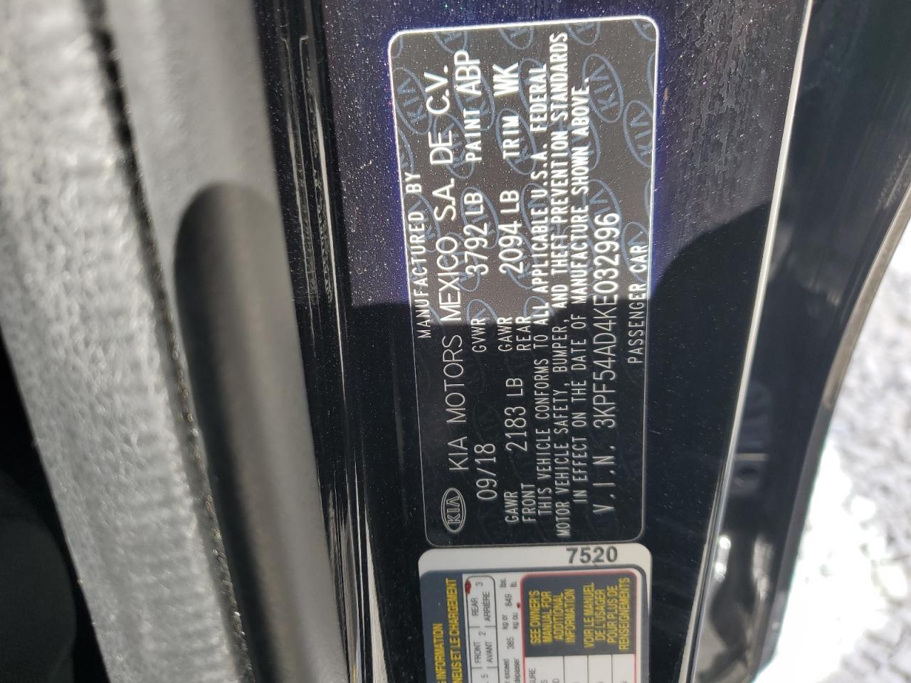 2019 Kia Forte Ex VIN: 3KPF54AD4KE032996 Lot: 54877855