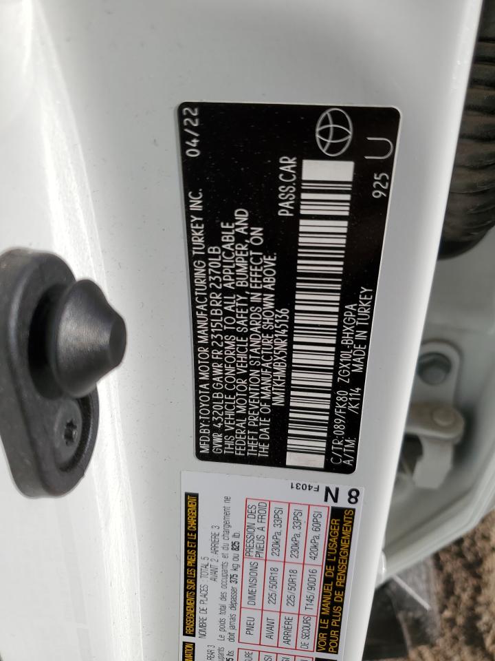 2022 Toyota C-Hr Xle VIN: NMTKHMBX5NR145136 Lot: 52697445