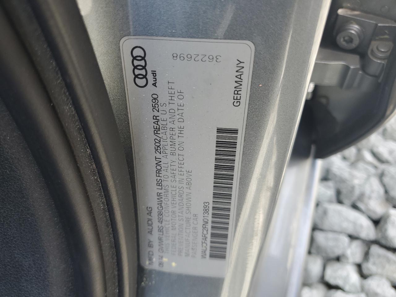 2015 Audi A6 Premium VIN: WAUCFAFC2FN013893 Lot: 54454405