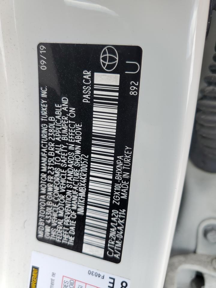 2019 Toyota C-Hr Xle VIN: NMTKHMBX4KR100572 Lot: 54371845