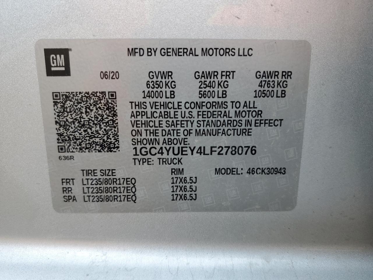 2020 Chevrolet Silverado K3500 Ltz VIN: 1GC4YUEY4LF278076 Lot: 50807415