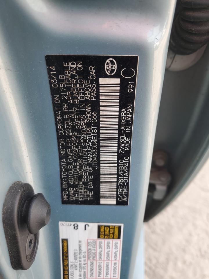 2014 Toyota Prius VIN: JTDKN3DU4E1811066 Lot: 54297365