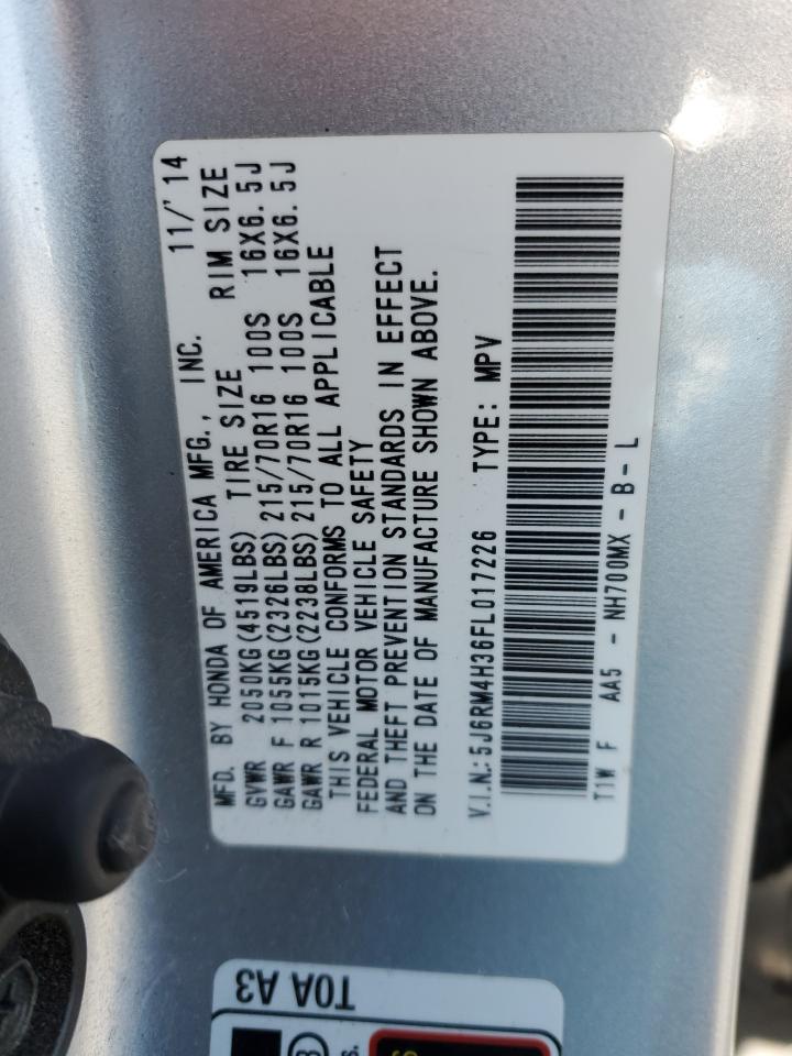 2015 Honda Cr-V Lx VIN: 5J6RM4H36FL017226 Lot: 52295635