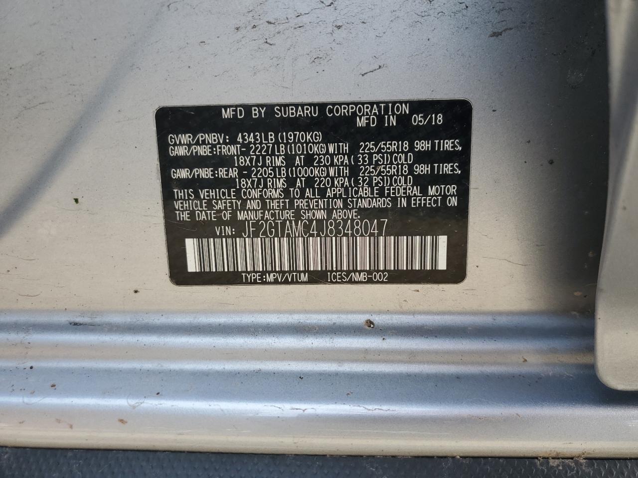 jf2gtamc4j8348047 JF2GTAMC4J8348047 2018 Subaru Crosstrek Limited