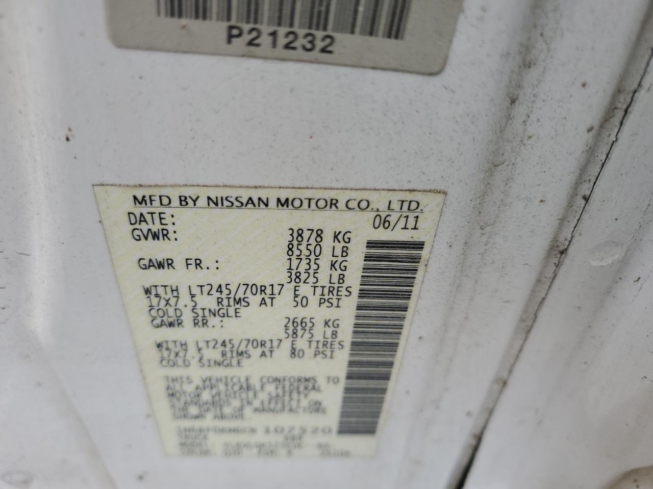 2012 Nissan Nv 1500 VIN: 1N6BF0KM6CN107520 Lot: 54531915