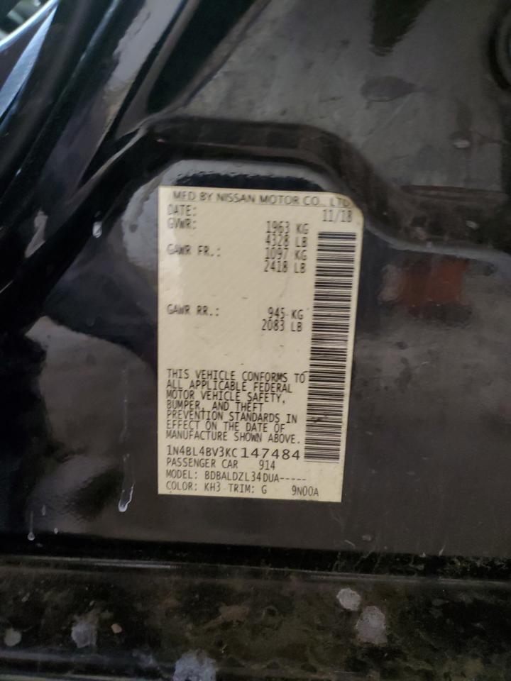 2019 Nissan Altima S VIN: 1N4BL4BV3KC147484 Lot: 54048575