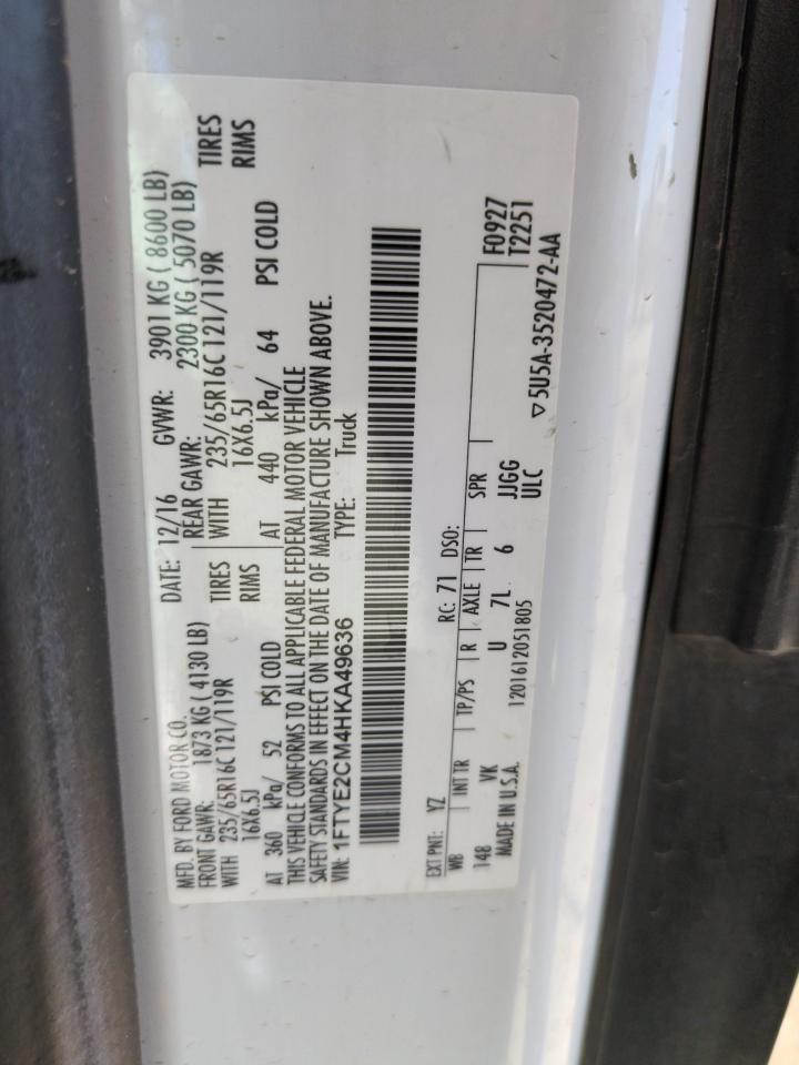 2017 Ford Transit Van T-150 Me VIN: 1FTYE2CM4HKA49636 Lot: 53837245