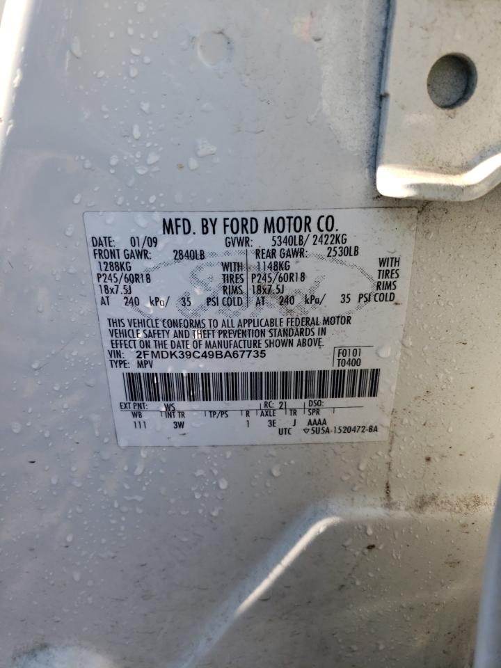 2009 Ford Edge Limited VIN: 2FMDK39C49BA67735 Lot: 53681545