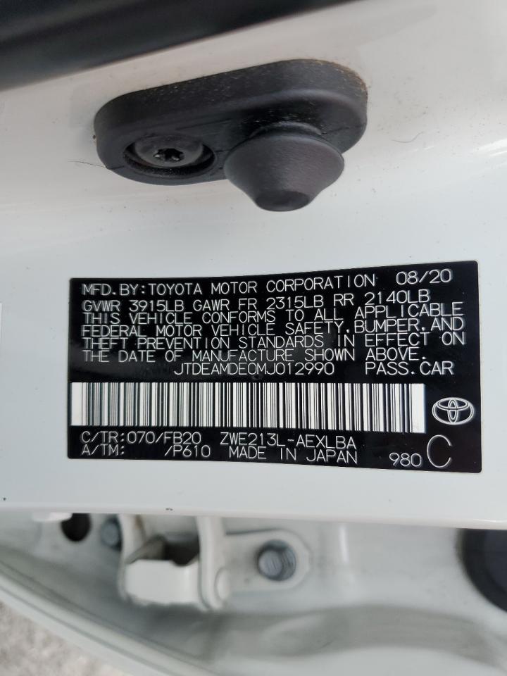 2021 Toyota Corolla Le VIN: JTDEAMDE0MJ012990 Lot: 51616815