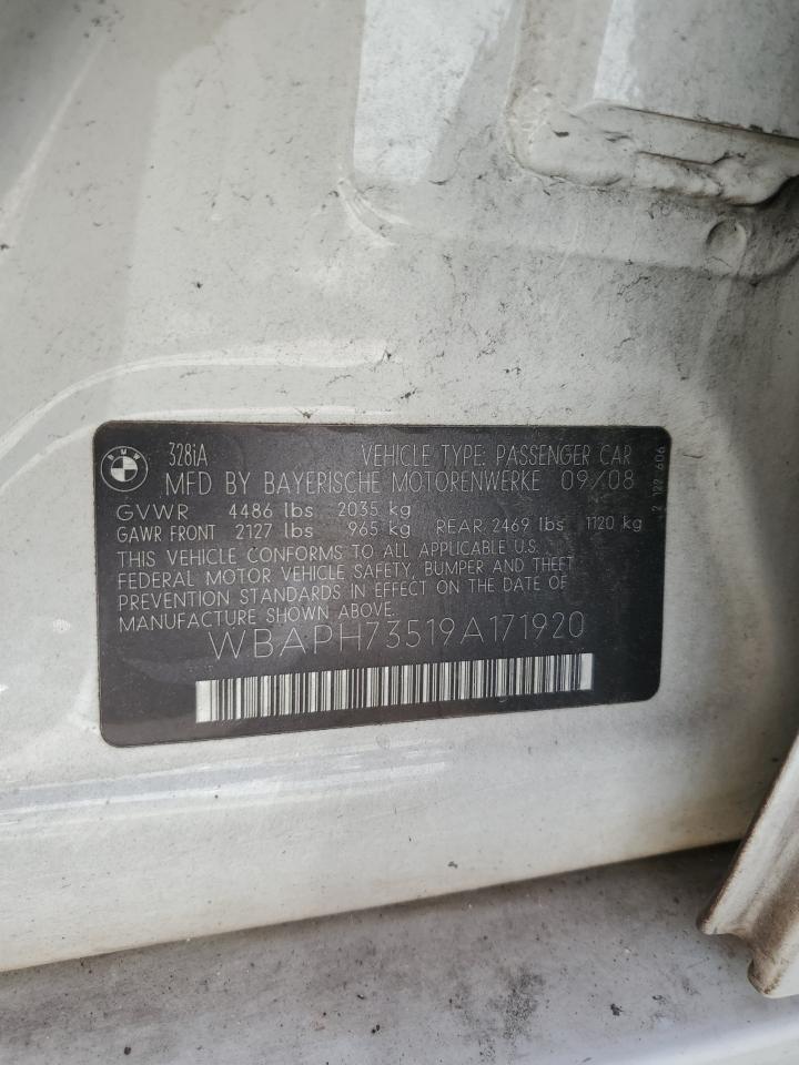 2009 BMW 328 I VIN: WBAPH73519A171920 Lot: 53279815