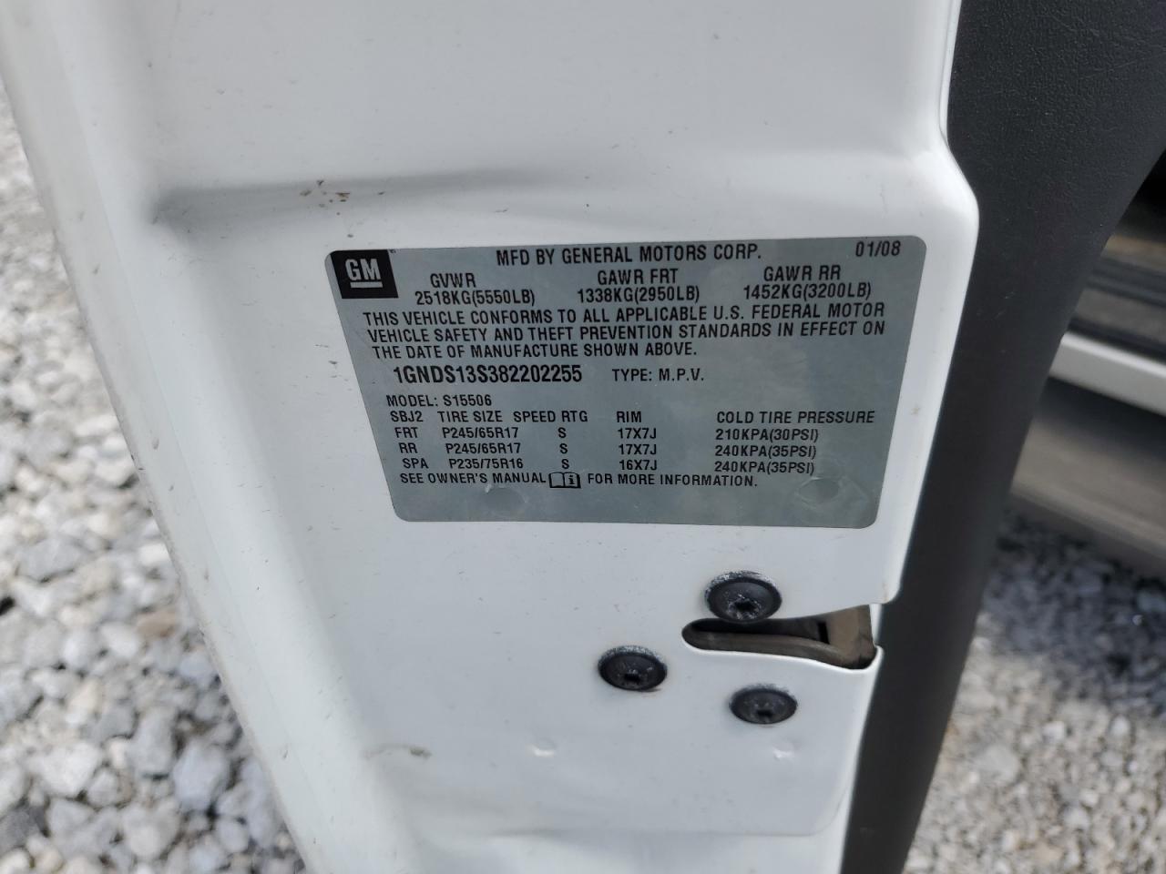 2008 Chevrolet Trailblazer Ls VIN: 1GNDS13S382202255 Lot: 54437245