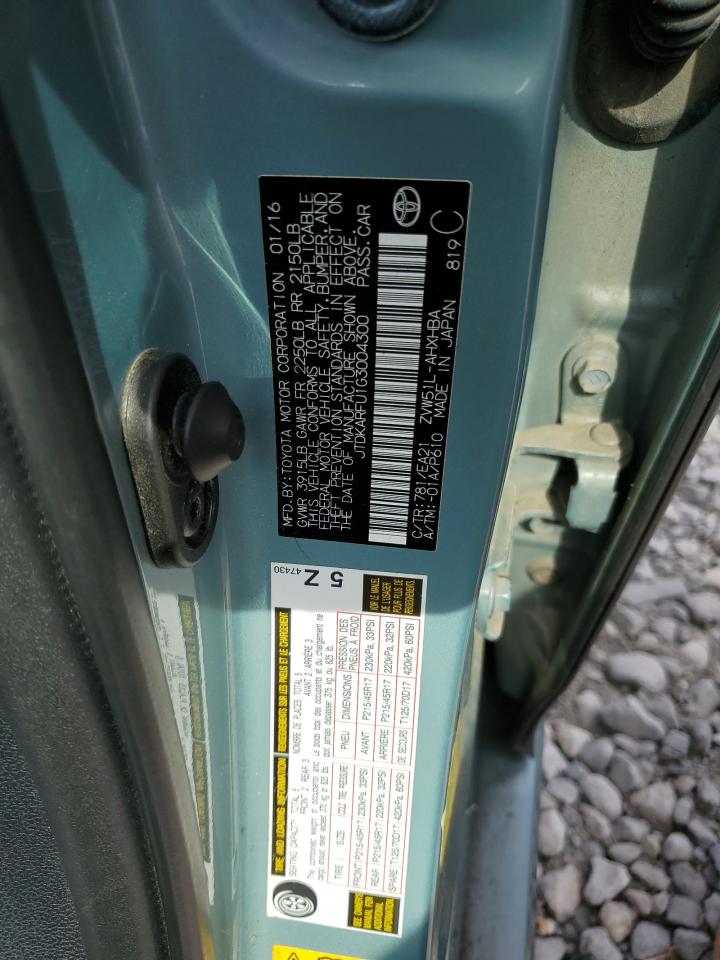 2016 Toyota Prius VIN: JTDKARFU1G3004300 Lot: 53877835