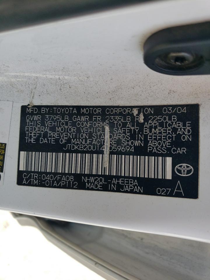 2004 Toyota Prius VIN: JTDKB20U140059694 Lot: 54612035