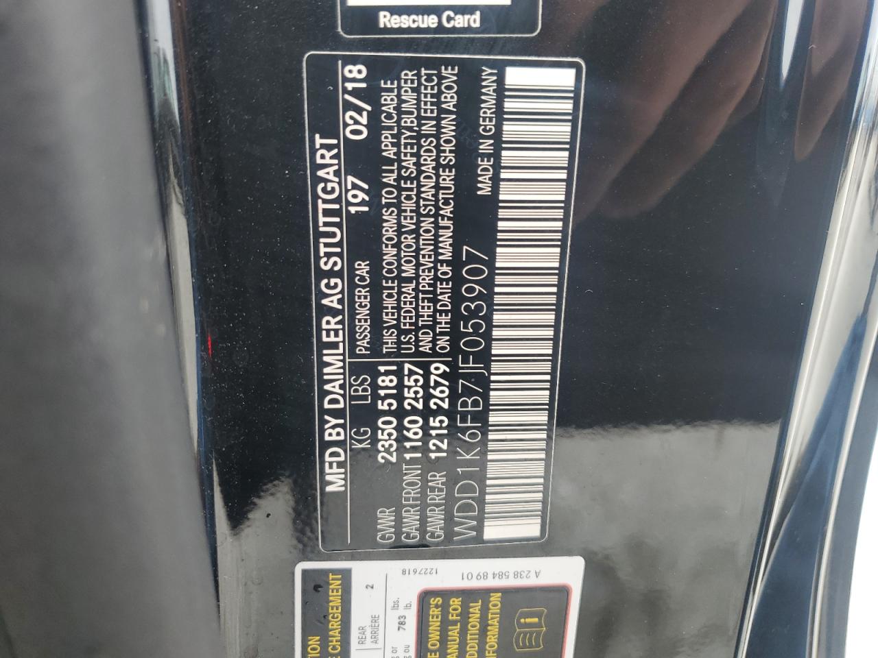 2018 Mercedes-Benz E 400 VIN: WDD1K6FB7JF053907 Lot: 49789705