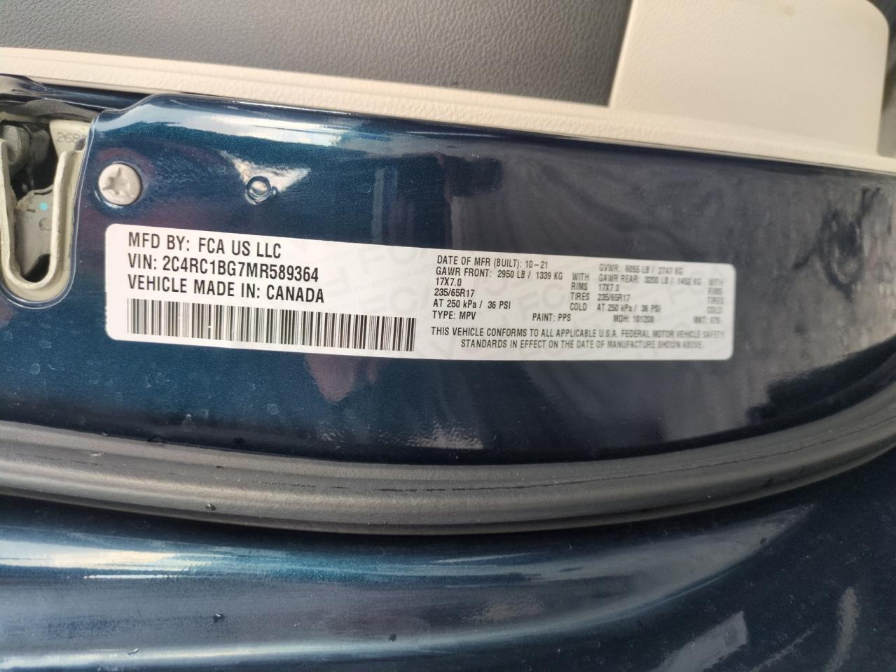 2021 Chrysler Pacifica Touring L VIN: 2C4RC1BG7MR589364 Lot: 54712875