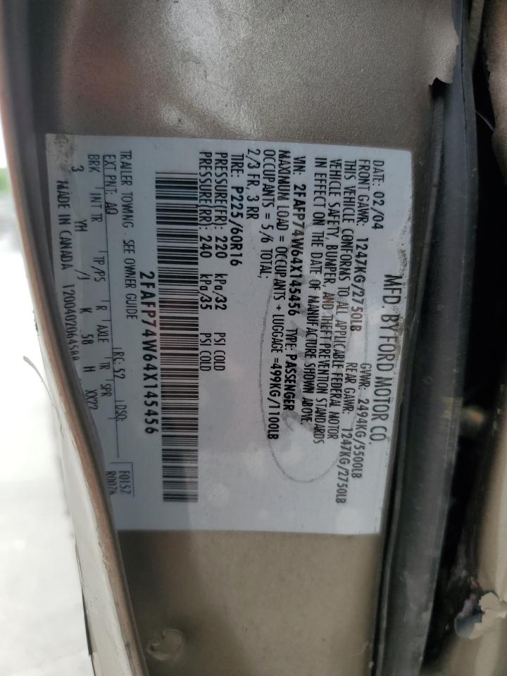 2004 Ford Crown Victoria Lx VIN: 2FAFP74W64X145456 Lot: 53794245