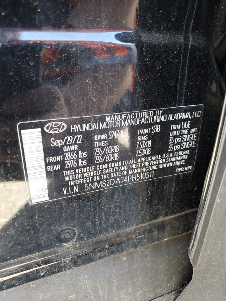 2023 Hyundai Santa Fe Sel VIN: 5NMS2DAJ4PH510511 Lot: 55221915