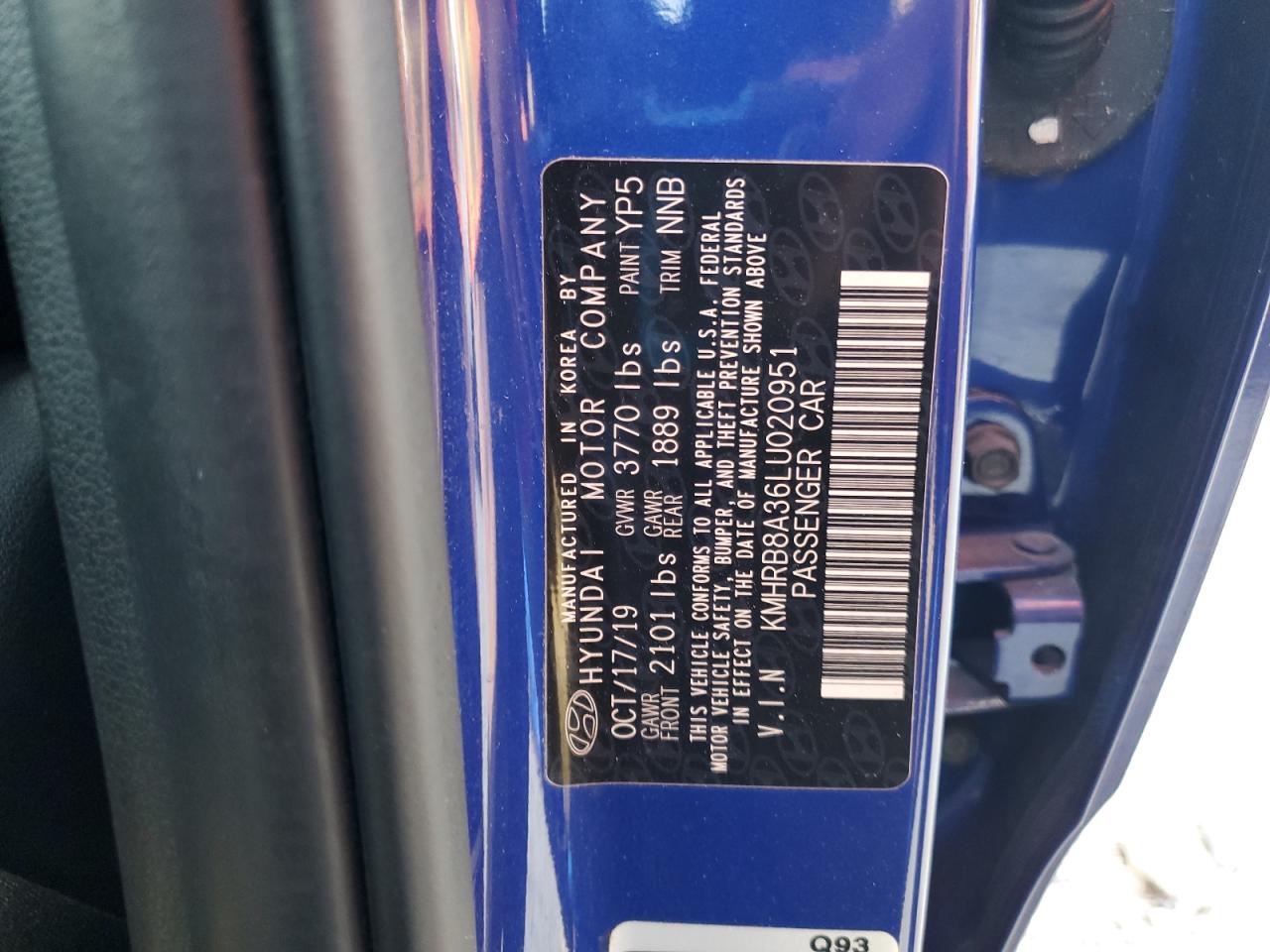 2020 Hyundai Venue Se VIN: KMHRB8A36LU020951 Lot: 53682445