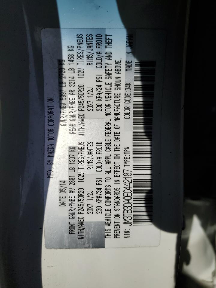 2014 Mazda Cx-9 Grand Touring VIN: JM3TB3DA0E0442187 Lot: 65073615