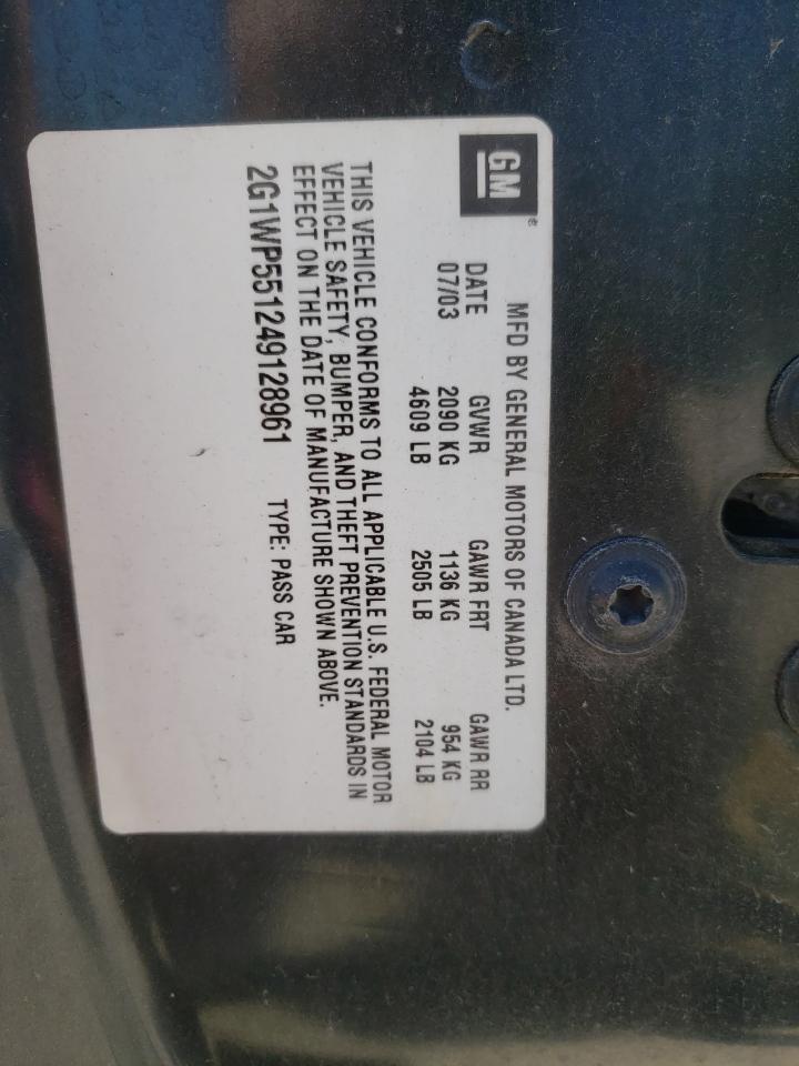 2004 Chevrolet Impala Ss VIN: 2G1WP551249128961 Lot: 54955605