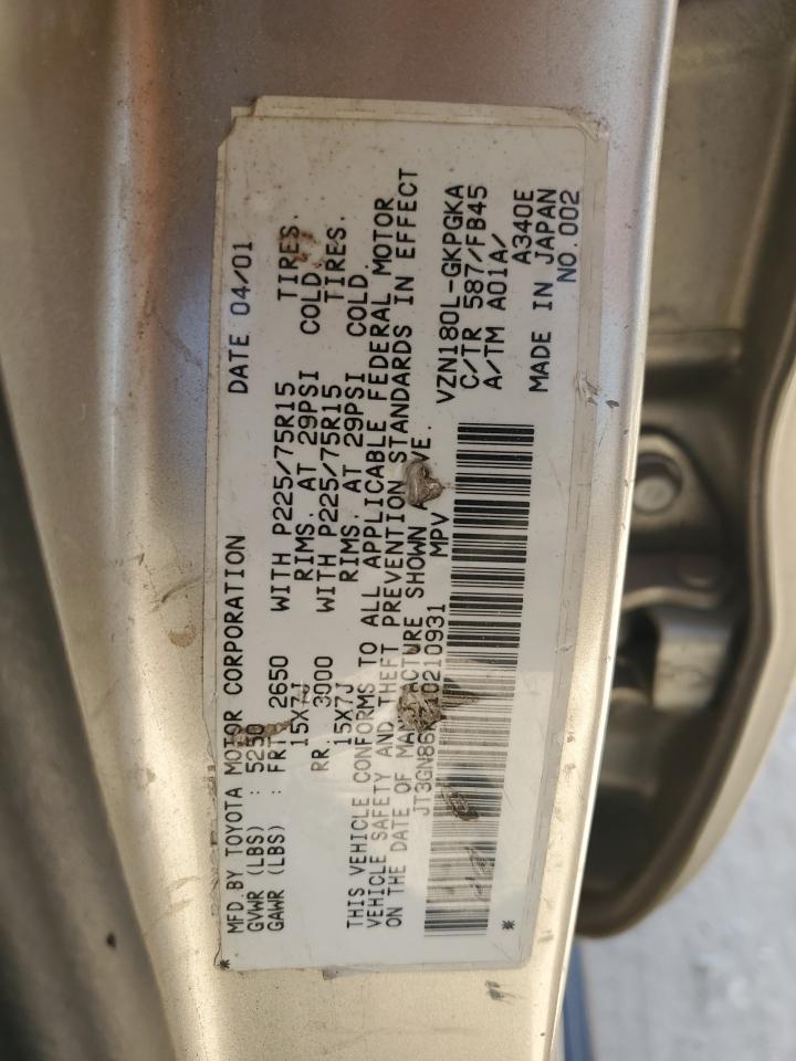 2001 Toyota 4Runner Sr5 VIN: JT3GN86R710210931 Lot: 53131075