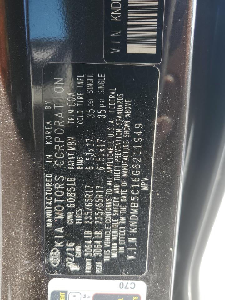 2016 Kia Sedona Lx VIN: KNDMB5C16G6211949 Lot: 52859955