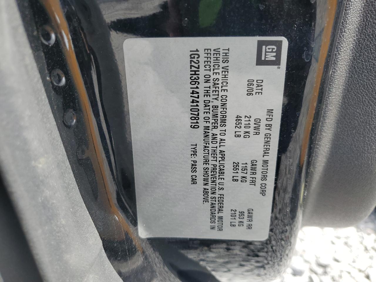 2007 Pontiac G6 Gt VIN: 1G2ZH361474107819 Lot: 52082715