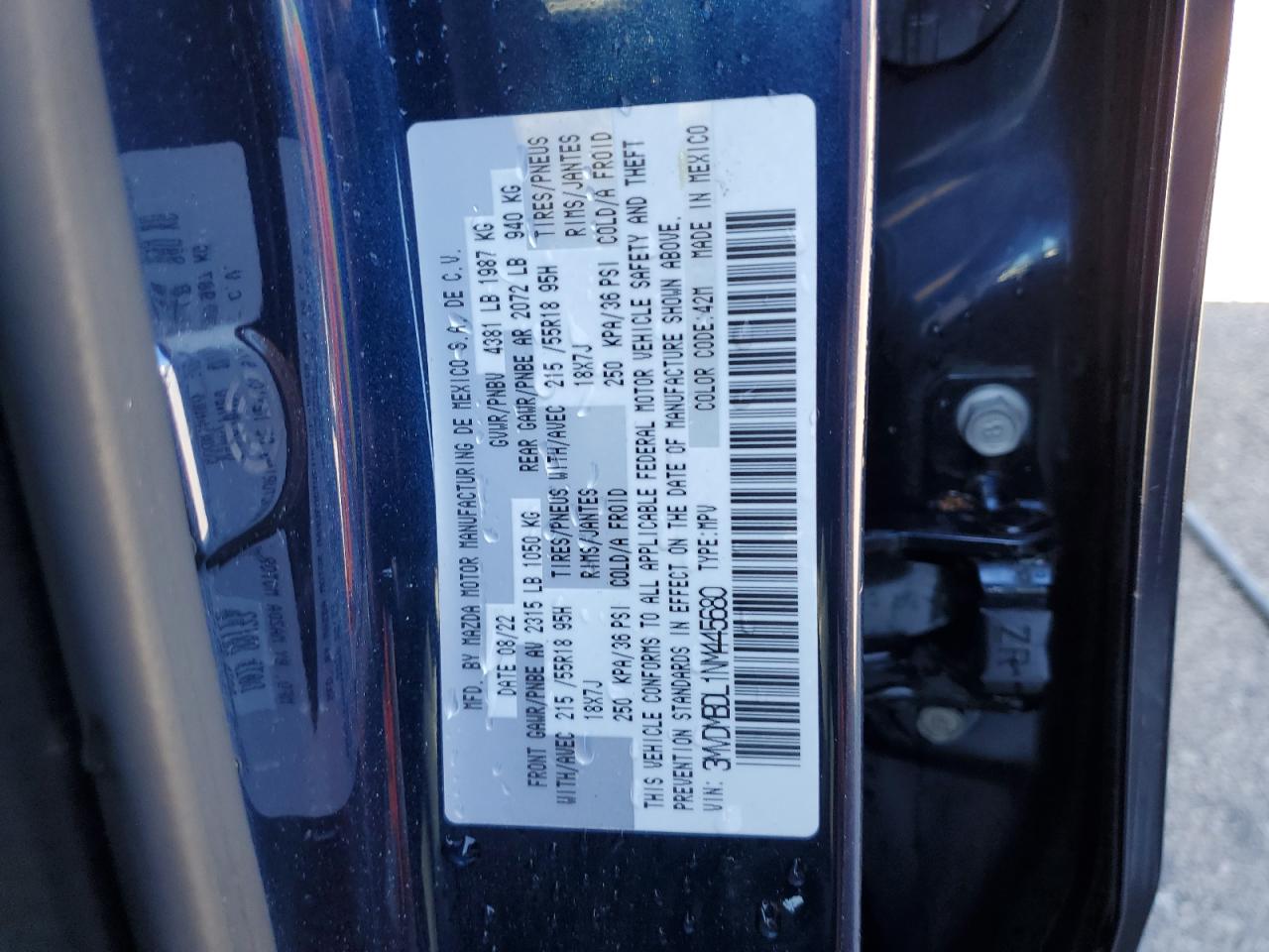 2022 Mazda Cx-30 Premium VIN: 3MVDMBDL1NM445680 Lot: 53243355
