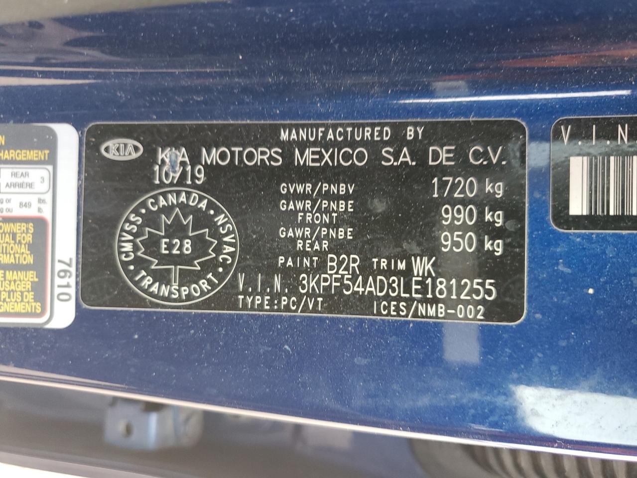 2020 Kia Forte Ex VIN: 3KPF54AD3LE181255 Lot: 54897935
