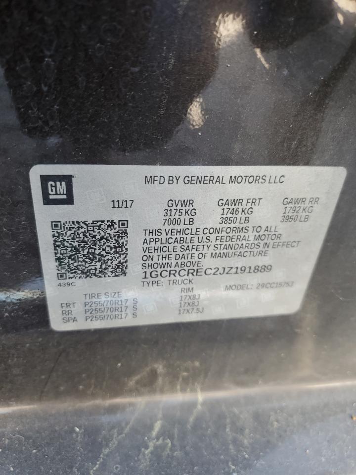 2018 Chevrolet Silverado C1500 Lt VIN: 1GCRCREC2JZ191889 Lot: 53231365