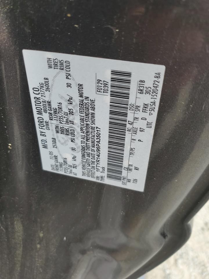 2006 Ford Ranger Super Cab VIN: 1FTYR14U96PA35017 Lot: 54391075