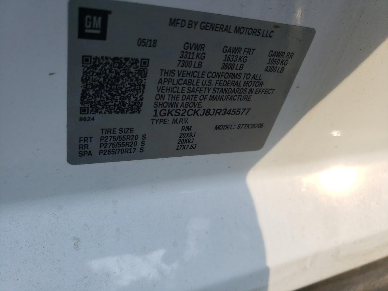1gks2ckj8jr345577 1GKS2CKJ8JR345577 2018 GMC Yukon Denali
