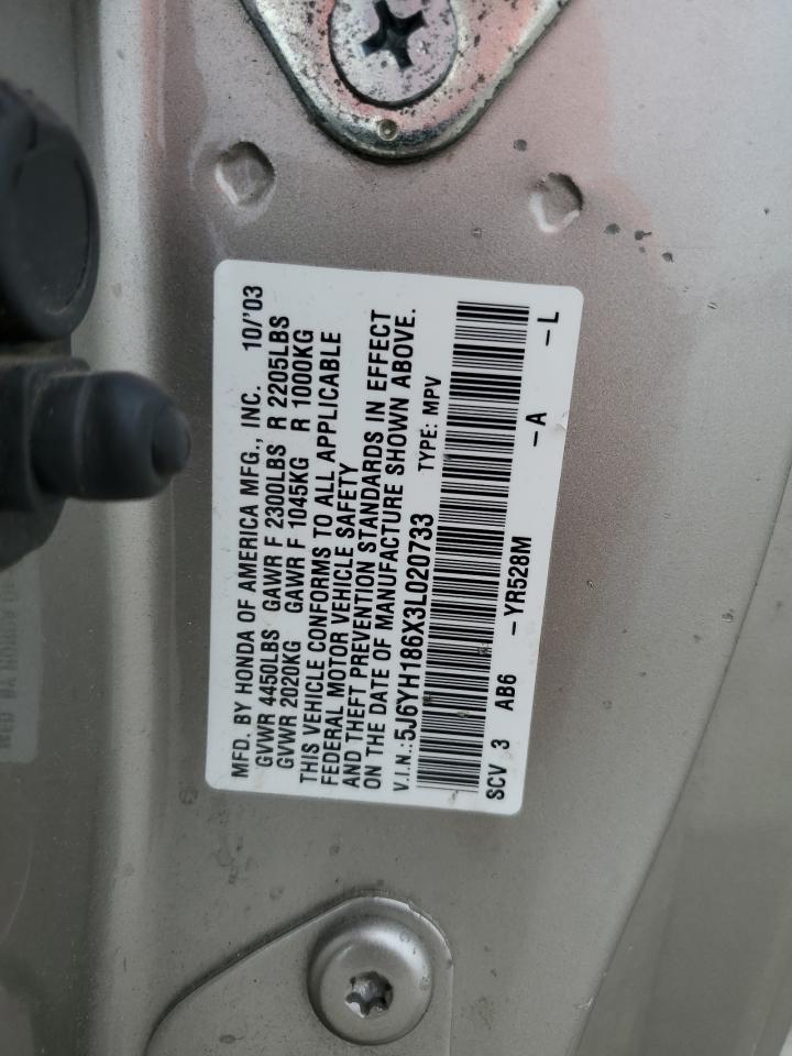 2003 Honda Element Ex VIN: 5J6YH186X3L020733 Lot: 54965925
