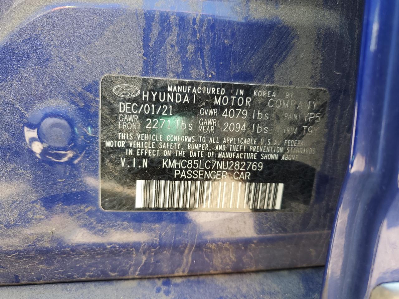 2022 Hyundai Ioniq Sel VIN: KMHC85LC7NU282769 Lot: 54235035