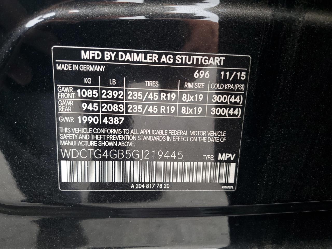 2016 Mercedes-Benz Gla 250 4Matic VIN: WDCTG4GB5GJ219445 Lot: 54795785