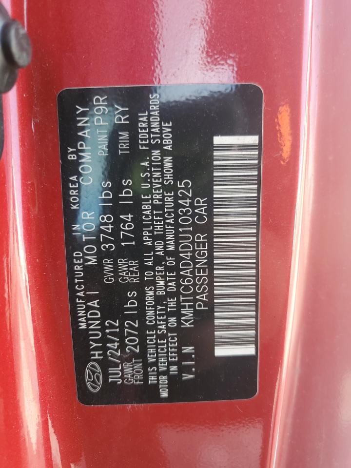 2013 Hyundai Veloster VIN: KMHTC6AD4DU103425 Lot: 55089165