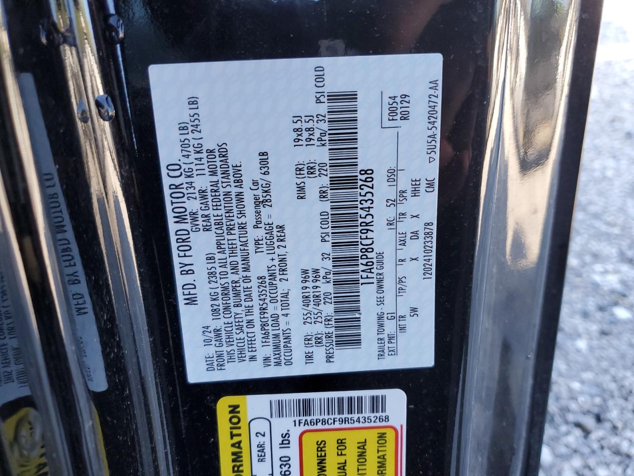 2024 Ford Mustang Gt VIN: 1FA6P8CF9R5435268 Lot: 51910165