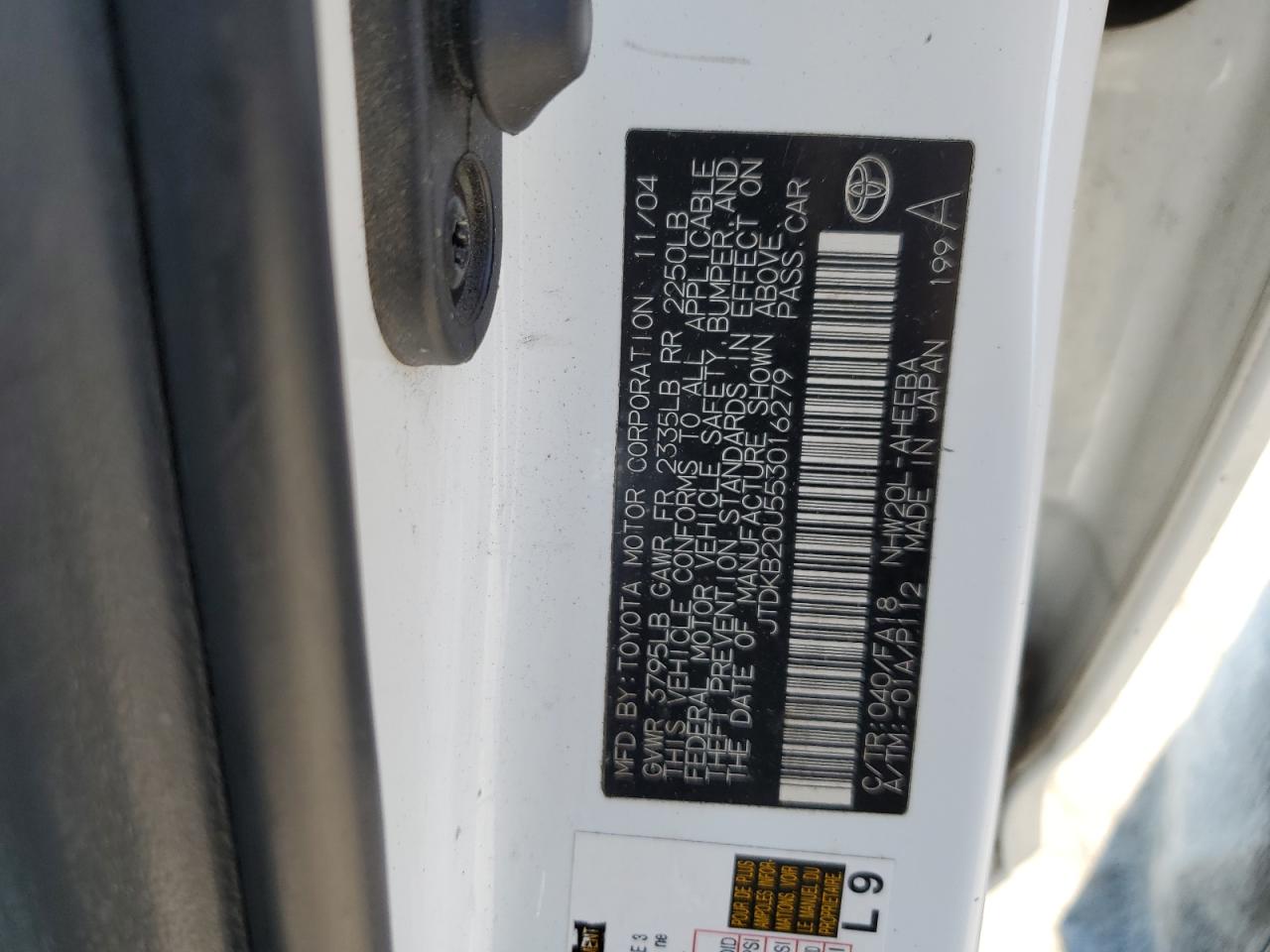 2005 Toyota Prius VIN: JTDKB20U553016279 Lot: 55313885