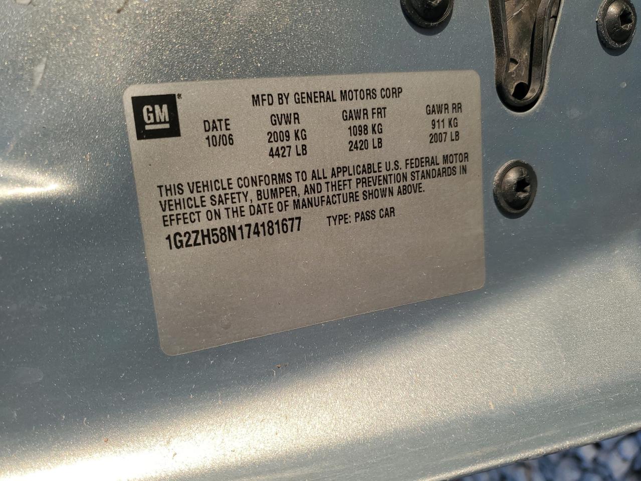 2007 Pontiac G6 Gt VIN: 1G2ZH58N174181677 Lot: 52549195
