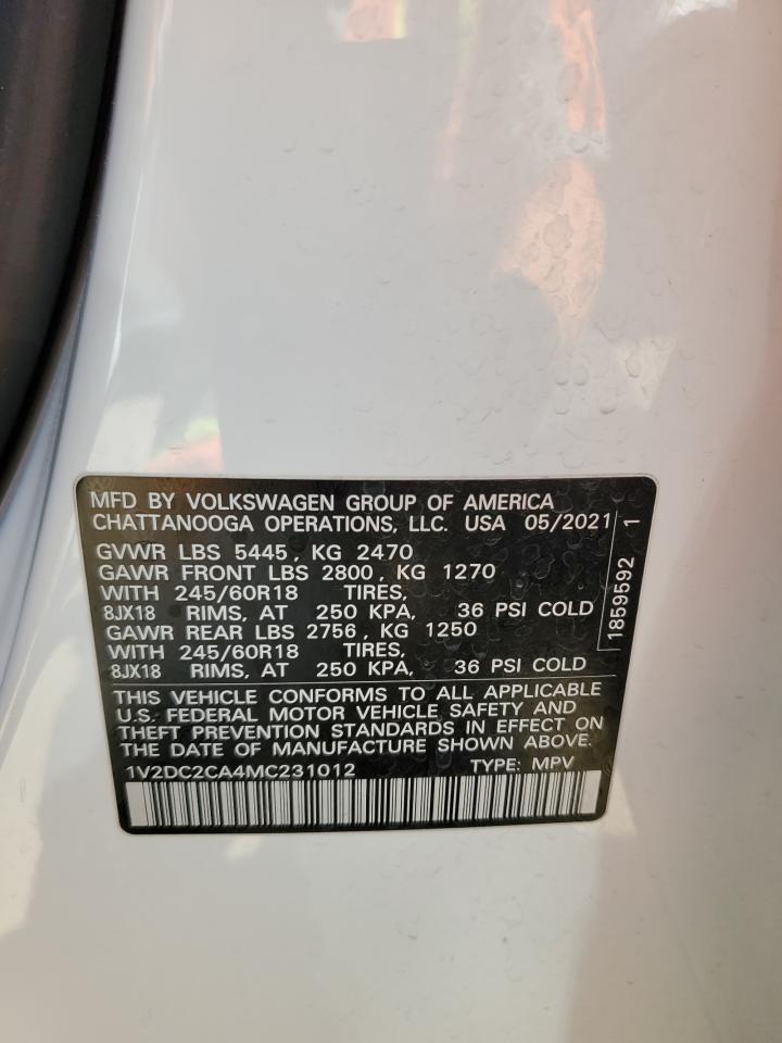 2021 Volkswagen Atlas Cross Sport Se VIN: 1V2DC2CA4MC231012 Lot: 52229185