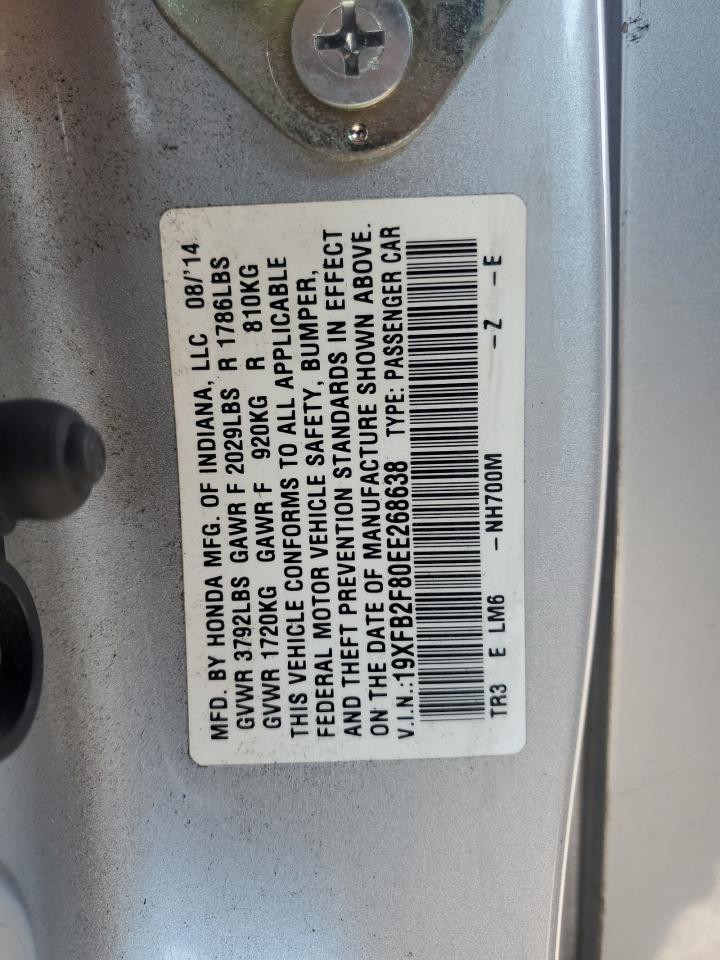 2014 Honda Civic Ex VIN: 19XFB2F80EE268638 Lot: 54978625