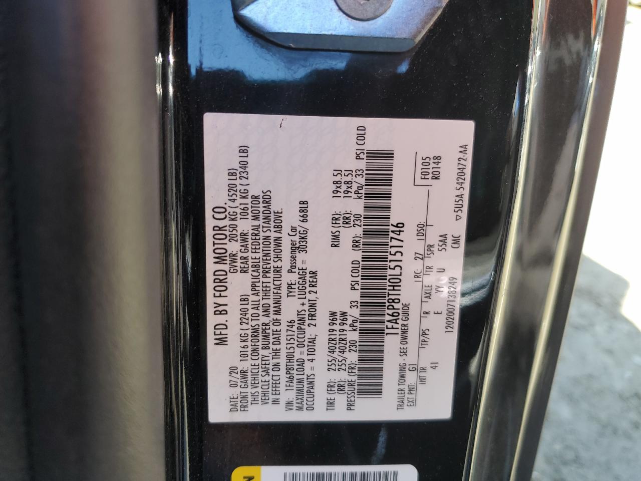 2020 Ford Mustang VIN: 1FA6P8TH0L5151746 Lot: 52219435