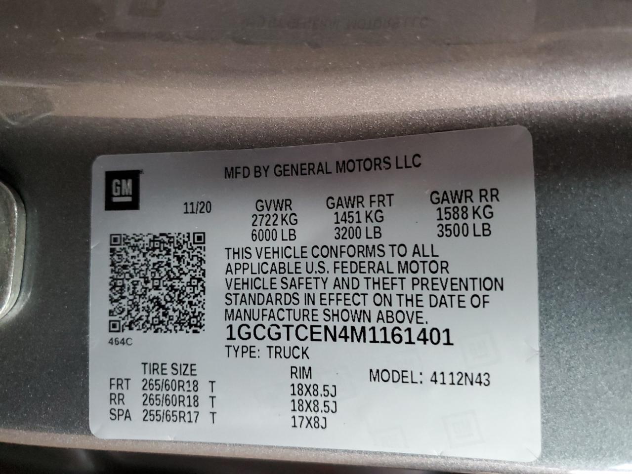 2021 Chevrolet Colorado Lt VIN: 1GCGTCEN4M1161401 Lot: 52975705