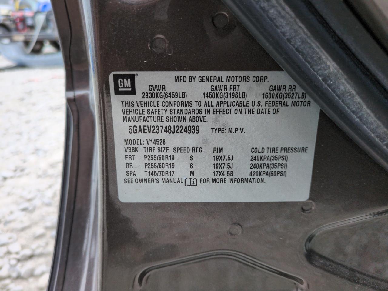 2008 Buick Enclave Cxl VIN: 5GAEV23748J224939 Lot: 53131005