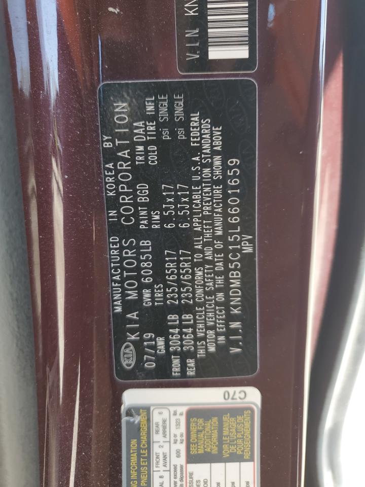 2020 Kia Sedona Lx VIN: KNDMB5C15L6601659 Lot: 52969135