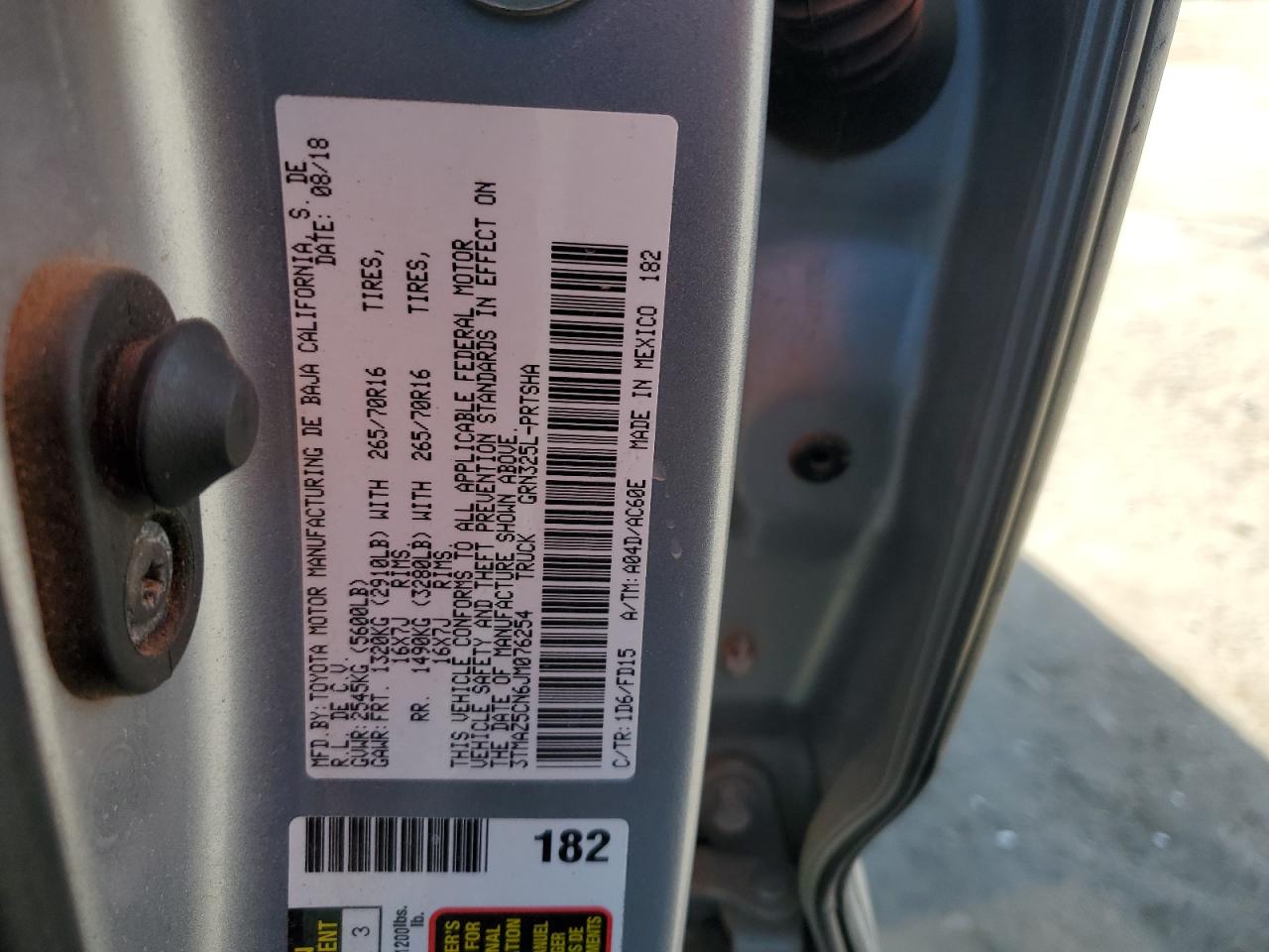 2018 Toyota Tacoma Double Cab VIN: 3TMAZ5CN6JM076254 Lot: 52998765