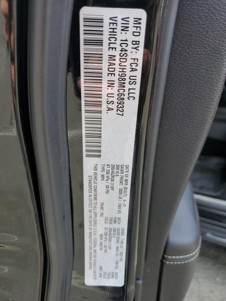 2021 Dodge Durango Srt Hellcat VIN: 1C4SDJH98MC689327 Lot: 52169015