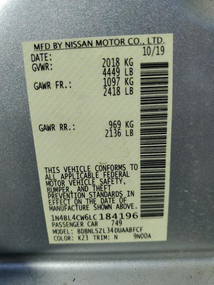 1N4BL4CW6LC184196 2020 Nissan Altima Sr