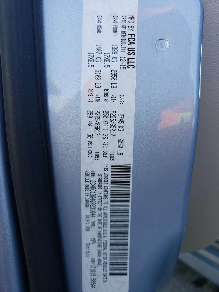 2016 Chrysler Town & Country Touring VIN: 2C4RC1BG4GR231644 Lot: 54137225