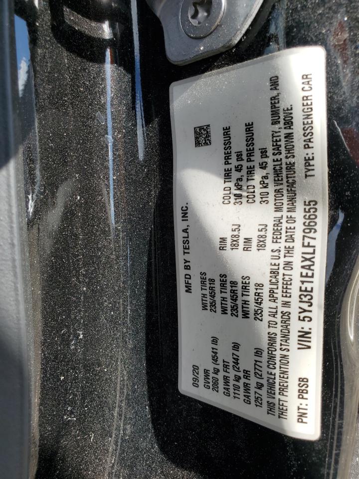 TESLA MODEL 3 2020 VIN 5YJ3E1EAXLF796655 фото 13